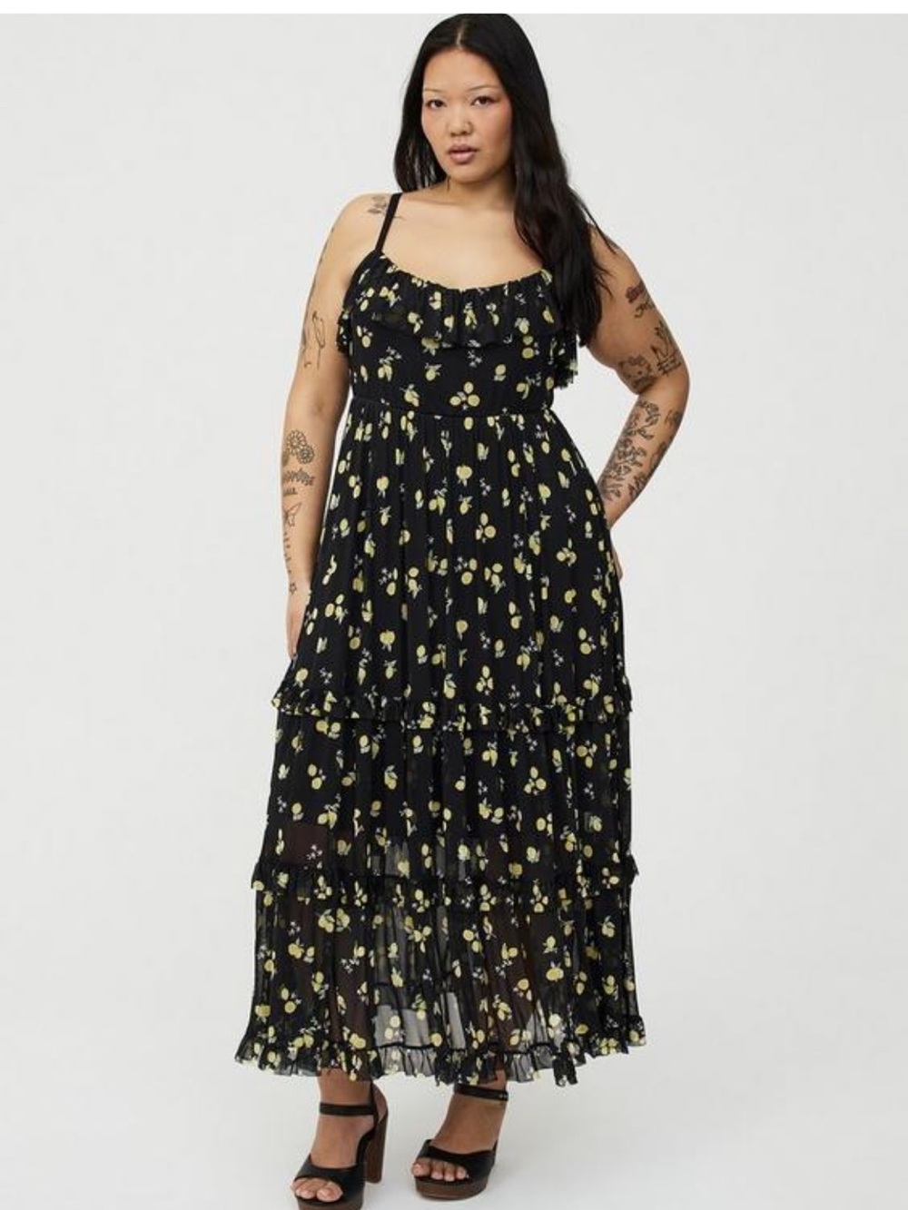 torrid Black Maxi Dress with Yellow Lemon Print